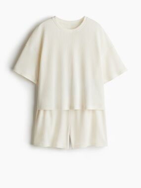 H&M // Waffled Pajamas Short Sleeve Top and Shorts Set
